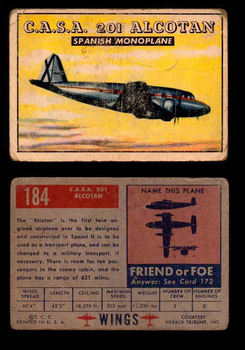 1953 Wings Topps TCG Vintage Trading Cards You Pick Singles #101-200 #184  - TvMovieCards.com