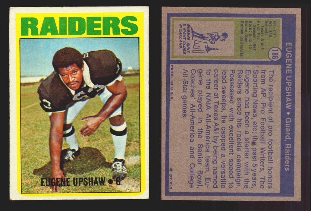 1972 Topps Football Trading Card You Pick Singles #1-#351 G/VG/EX #	186	Gene Upshaw (R) (HOF)  - TvMovieCards.com