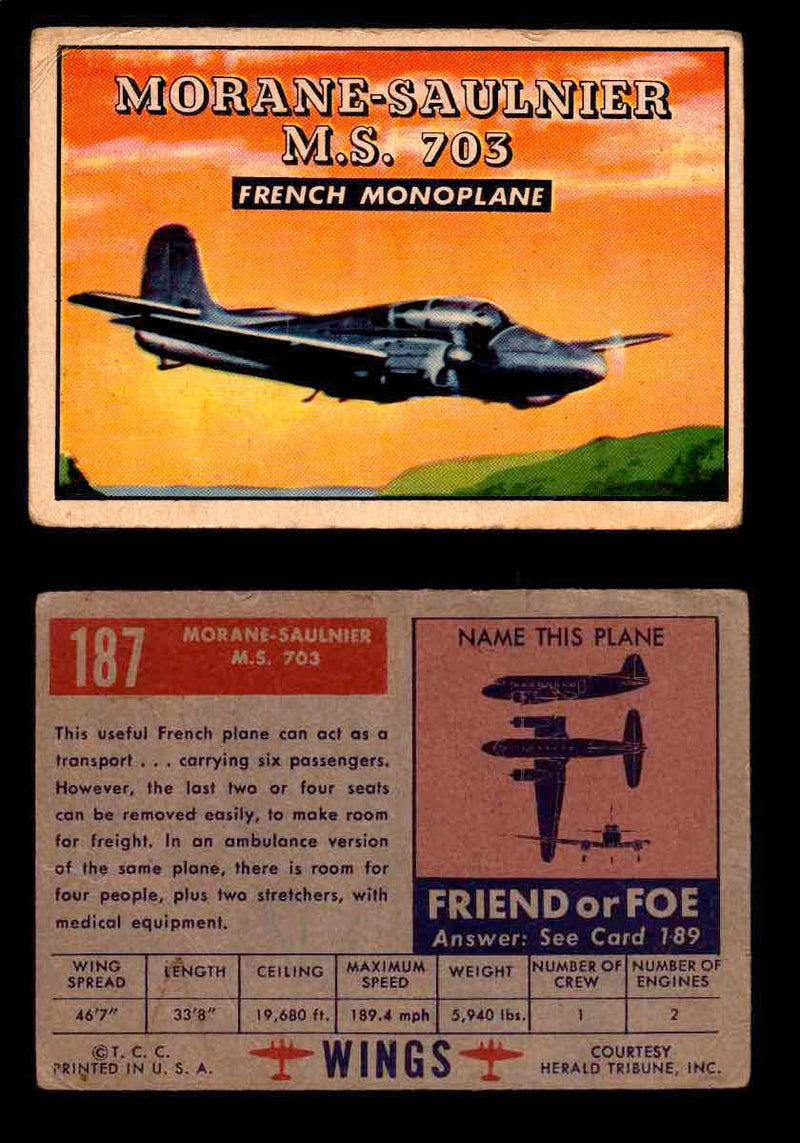 1953 Wings Topps TCG Vintage Trading Cards You Pick Singles #101-200 #187  - TvMovieCards.com