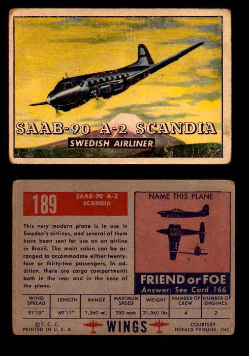 1953 Wings Topps TCG Vintage Trading Cards You Pick Singles #101-200 #189  - TvMovieCards.com