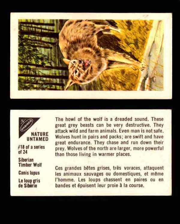 Nature Untamed Nabisco Vintage Trading Cards You Pick Singles #1-24 #18 Siberian Timber Wolf  - TvMovieCards.com