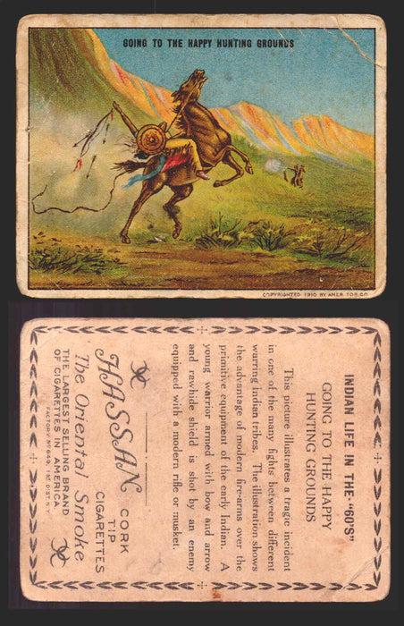 1910 T73 Hassan Cigarettes Indian Life In The 60's Tobacco Trading Cards Singles #18 Going to the Happy Hunting Grounds  - TvMovieCards.com
