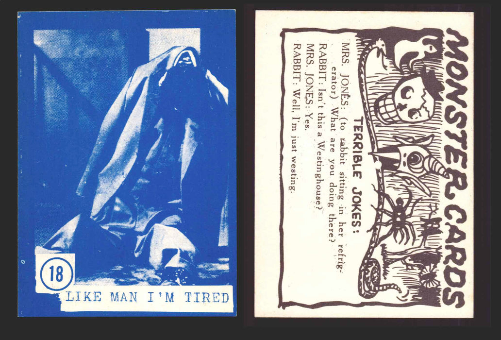 1965 Blue Monster Cards Vintage Trading Cards You Pick Singles #1-84 Rosen 18   Like Man I'm Tired  - TvMovieCards.com