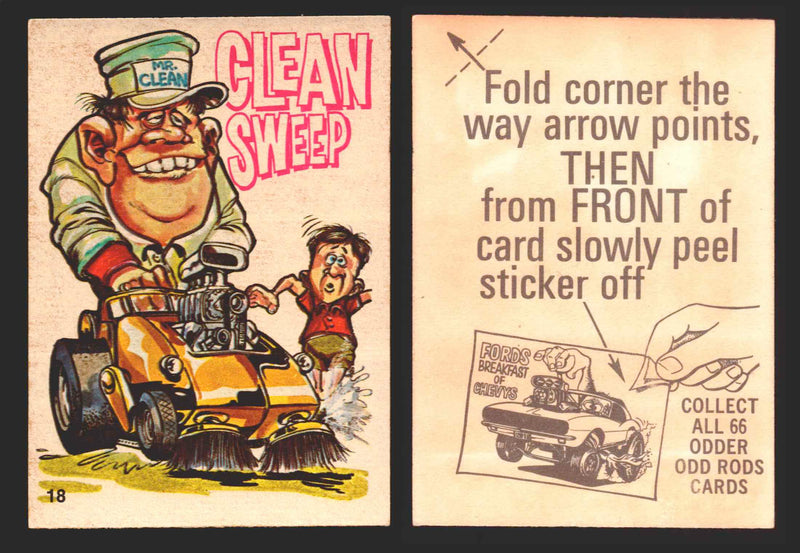 1970 Odder Odd Rods Donruss Vintage Trading Cards #1-66 You Pick Singles 18   Clean Sweep  - TvMovieCards.com