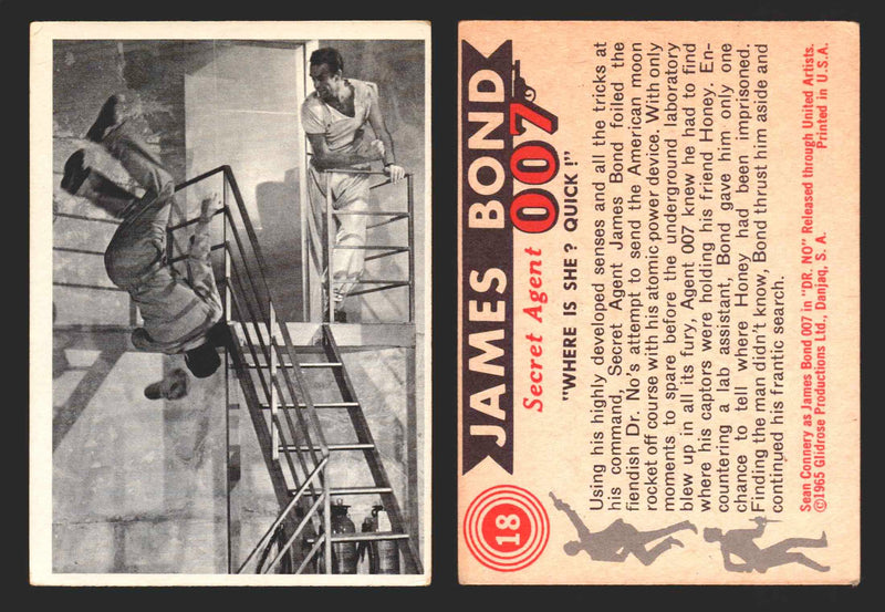 1965 James Bond 007 Glidrose Vintage Trading Cards You Pick Singles #1-66 18   "Where Is She Quick?"  - TvMovieCards.com