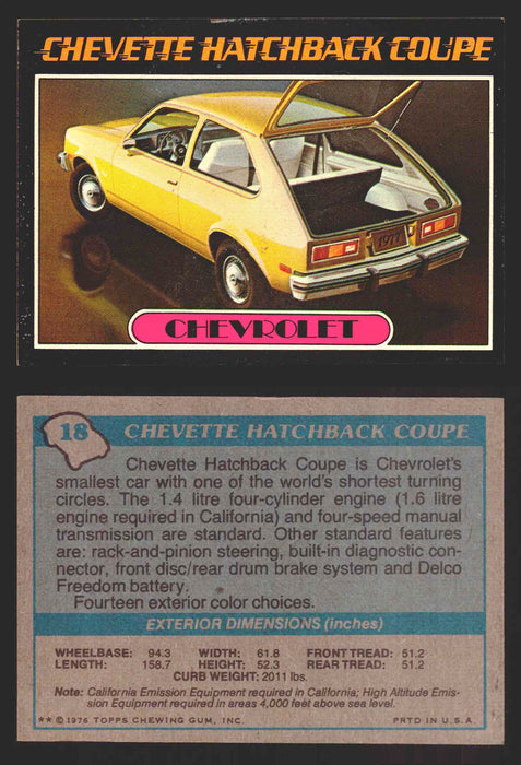 1976 Autos of 1977 Vintage Trading Cards You Pick Singles #1-99 Topps 18   Chevrolet Chevette Hatchback Coupe  - TvMovieCards.com