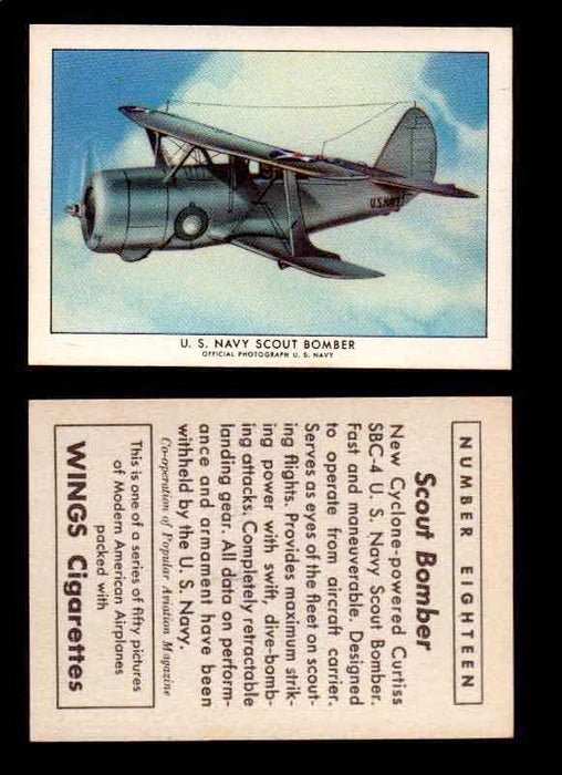 1940 Modern American Airplanes Series 1 Vintage Trading Cards Pick Singles #1-50 18 U.S. Navy Scout Bomber (Curtiss SBC-4)  - TvMovieCards.com