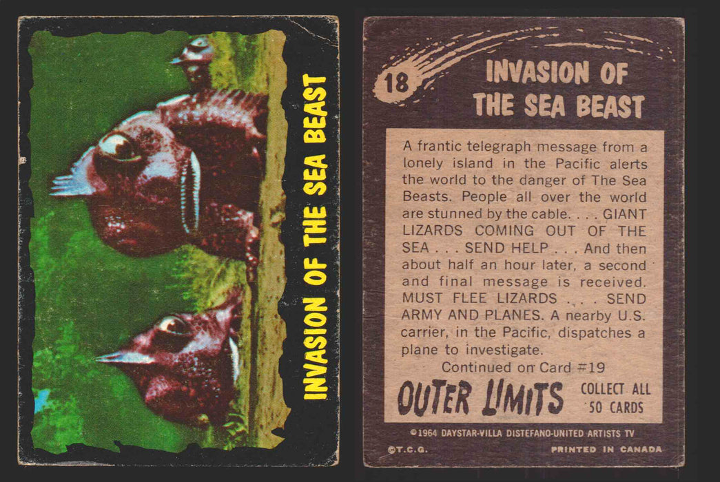 1964 Outer Limits Vintage Trading Cards #1-50 You Pick Singles O-Pee-Chee OPC 18   Invasion of the Sea Beast  - TvMovieCards.com