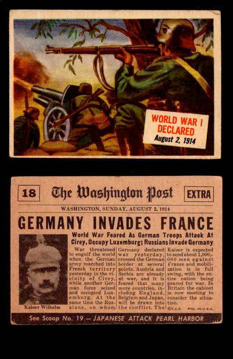 1954 Scoop Newspaper Series 1 Topps Vintage Trading Cards You Pick Singles #1-78 18   World War I Declared  - TvMovieCards.com