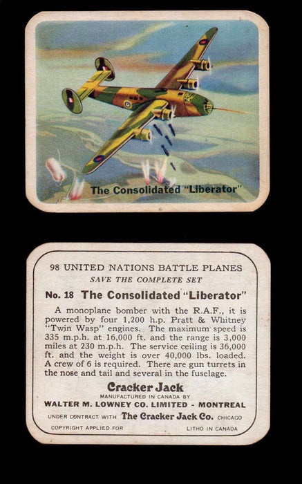 Cracker Jack United Nations Battle Planes Vintage You Pick Single Cards #1-70 #18  - TvMovieCards.com