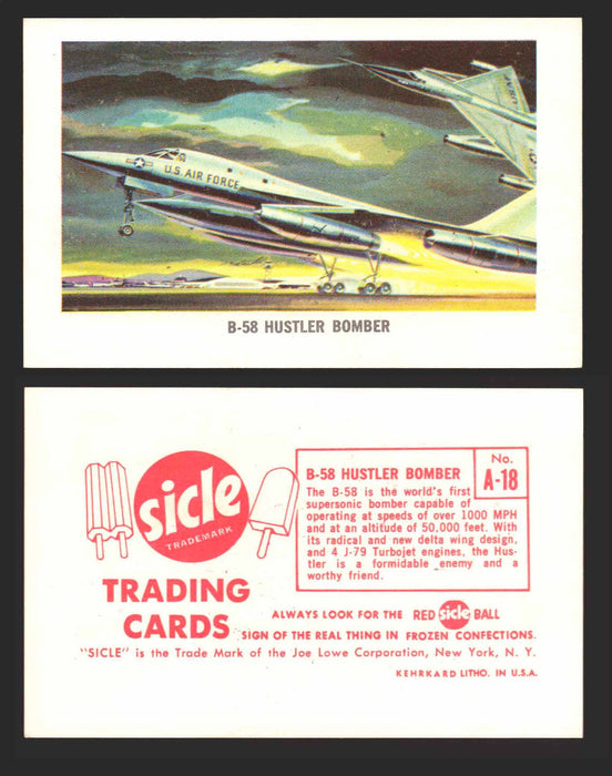 1959 Sicle Airplanes Joe Lowe Corp Vintage Trading Card You Pick Singles #1-#76 A-18	B-58 Hustler Bomber  - TvMovieCards.com