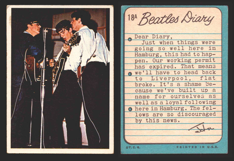 Beatles Diary Topps 1964 Vintage Trading Cards You Pick Singles #1A-#60A #	18	A  - TvMovieCards.com