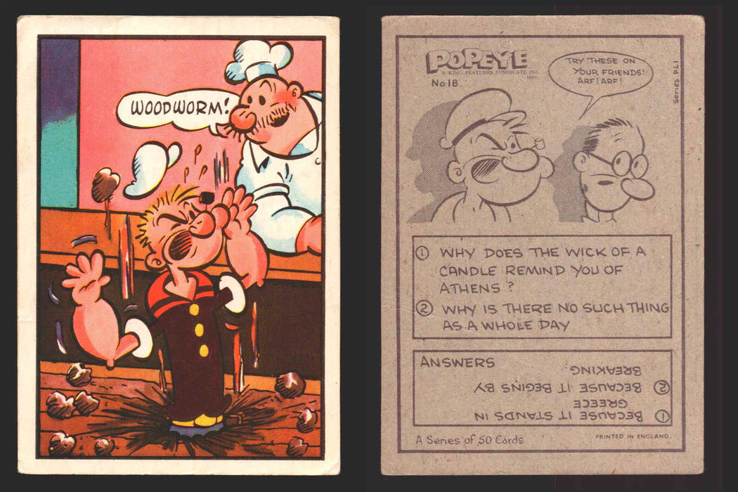 1959 Popeye Chix Confectionery Vintage Trading Card You Pick Singles #1-50 18   Woodworm!  - TvMovieCards.com
