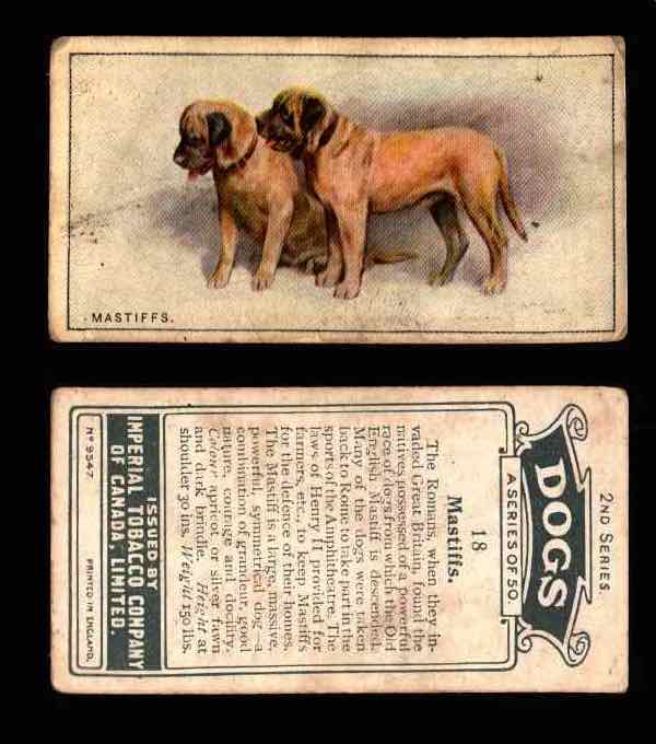 1925 Dogs 2nd Series Imperial Tobacco Vintage Trading Cards U Pick Singles #1-50 #18 Mastiffs  - TvMovieCards.com