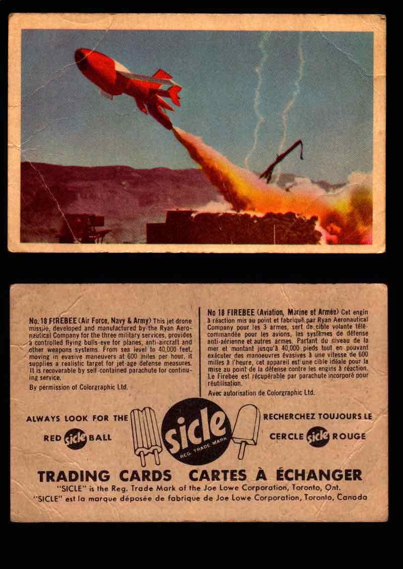 1959 Sicle Aircraft & Missile Canadian Vintage Trading Card U Pick Singles #1-25 #18 Firebee  - TvMovieCards.com