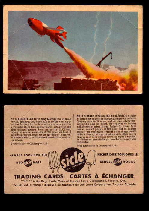 1959 Sicle Aircraft & Missile Canadian Vintage Trading Card U Pick Singles #1-25 #18 Firebee  - TvMovieCards.com