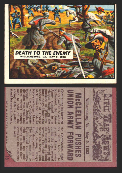 1962 Civil War News Topps TCG Trading Card You Pick Single Cards #1 - 88 18   Death to the Enemy  - TvMovieCards.com