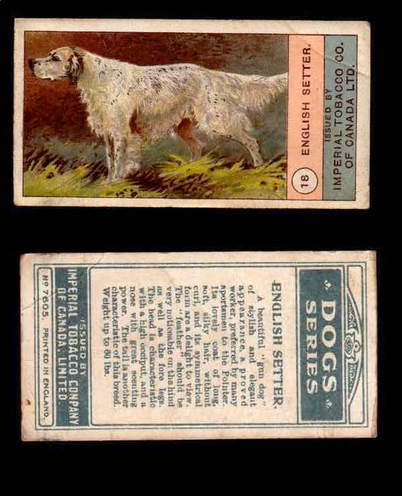 1924 Dogs Series Imperial Tobacco Vintage Trading Cards U Pick Singles #1-24 #18 English Setter  - TvMovieCards.com