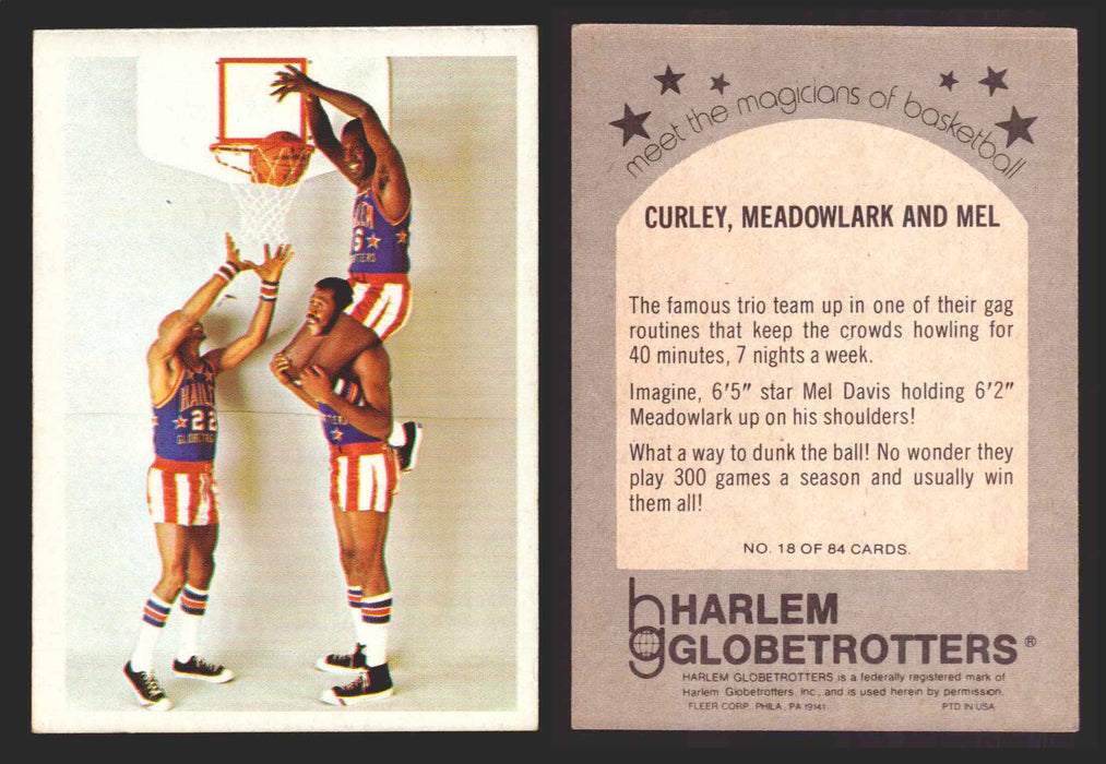 1971 Harlem Globetrotters Fleer Vintage Trading Card You Pick Singles #1-84 18 of 84   Curley Meadowlark and Mel  - TvMovieCards.com