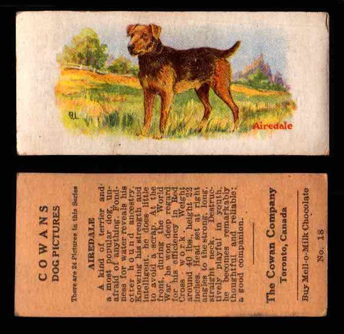 1929 V13 Cowans Dog Pictures Vintage Trading Cards You Pick Singles #1-24 #18 Airedale  - TvMovieCards.com