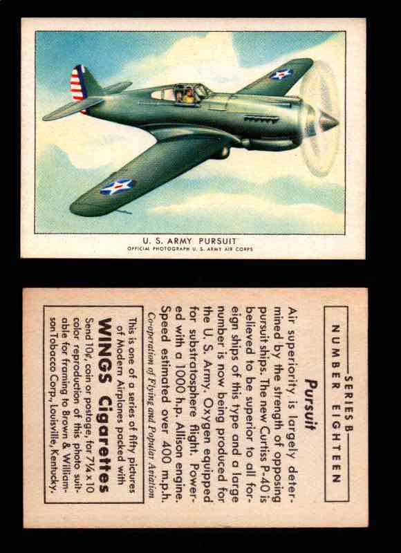 1941 Modern American Airplanes Series B Vintage Trading Cards Pick Singles #1-50 18	 	U.S. Army Pursuit  - TvMovieCards.com