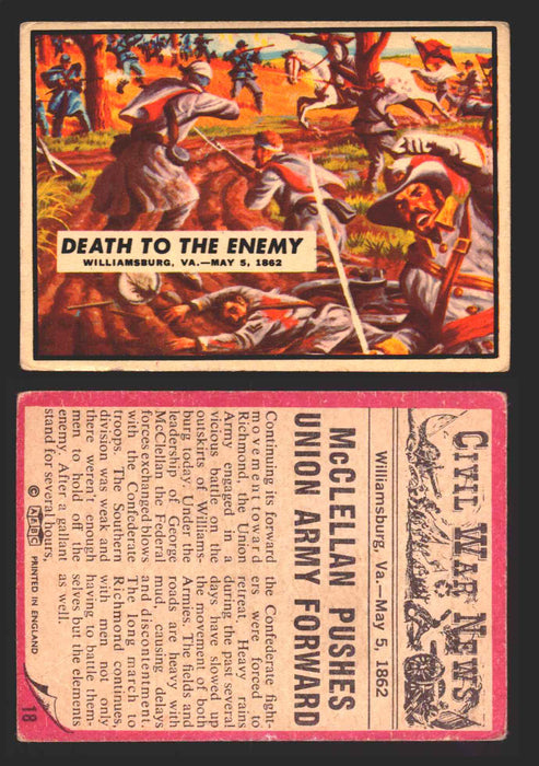Civil War News Vintage Trading Cards A&BC Gum You Pick Singles #1-88 1965 18   Death to the Enemy  - TvMovieCards.com