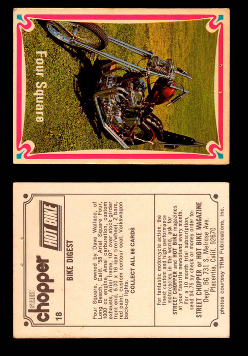 1972 Street Choppers & Hot Bikes Vintage Trading Card You Pick Singles #1-66 #18   Four Square (pin holes)  - TvMovieCards.com