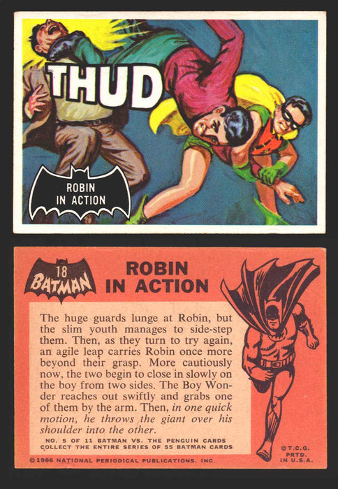 1966 Batman (Black Bat) Vintage Trading Card You Pick Singles #1-55 #	 18   Robin in Action  - TvMovieCards.com