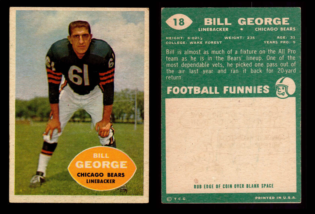 1960 Topps Football Trading Card You Pick Singles #1-#132 G/VG #	18	Bill George (HOF)  - TvMovieCards.com