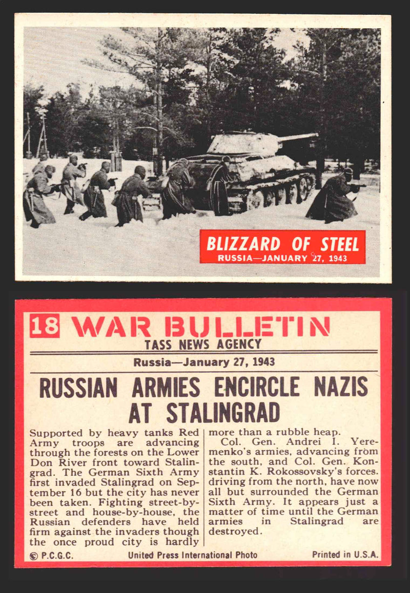 1965 War Bulletin Philadelphia Gum Vintage Trading Cards You Pick Singles #1-88 18   Blizzard Of Steel  - TvMovieCards.com