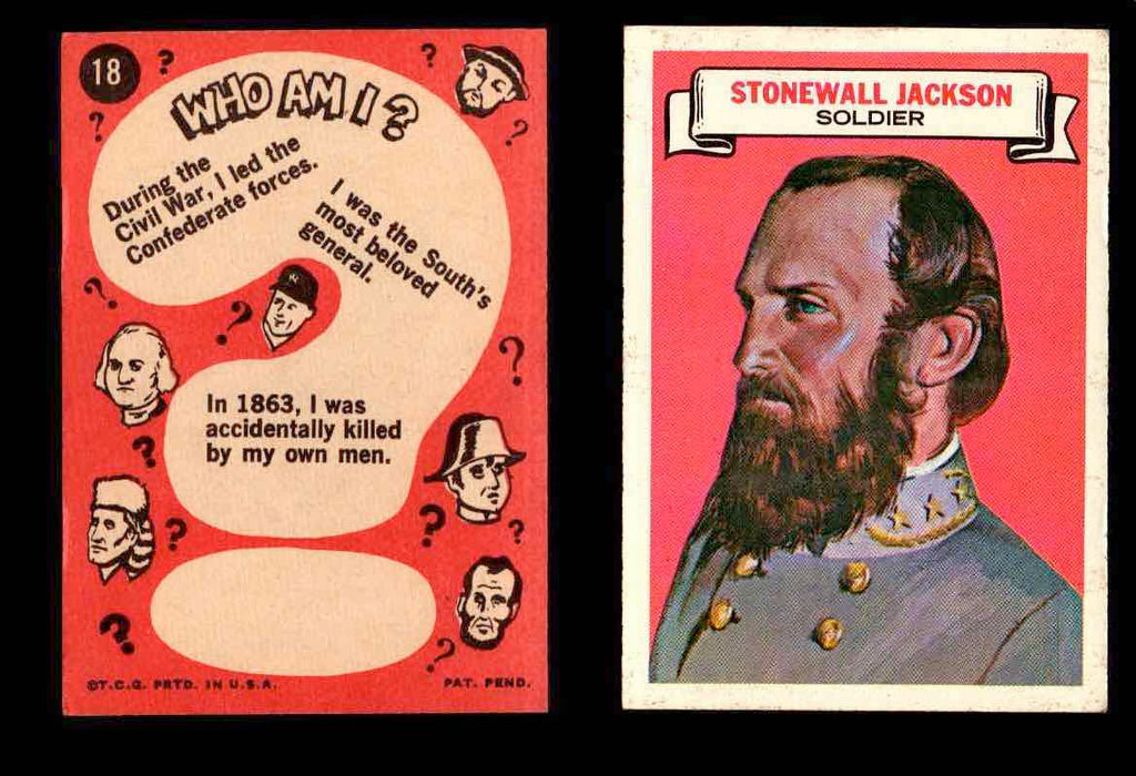 1967 Who Am I? Topps Vintage Trading Cards You Pick Singles #1-44 #18   Stonewall Jackson Uncoated  - TvMovieCards.com