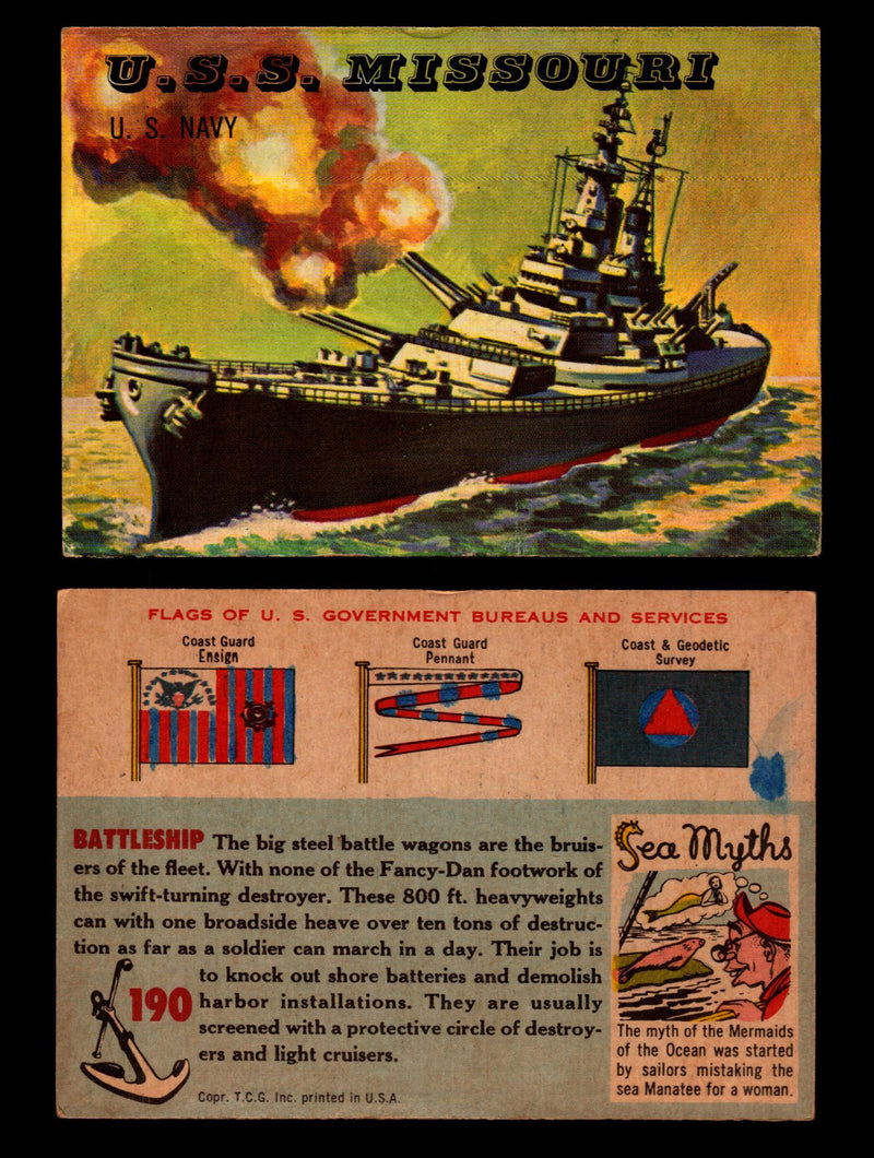 Rails And Sails 1955 Topps Vintage Card You Pick Singles #1-190 #190 Battleship  - TvMovieCards.com