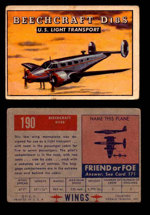 1953 Wings Topps TCG Vintage Trading Cards You Pick Singles #101-200 #190  - TvMovieCards.com