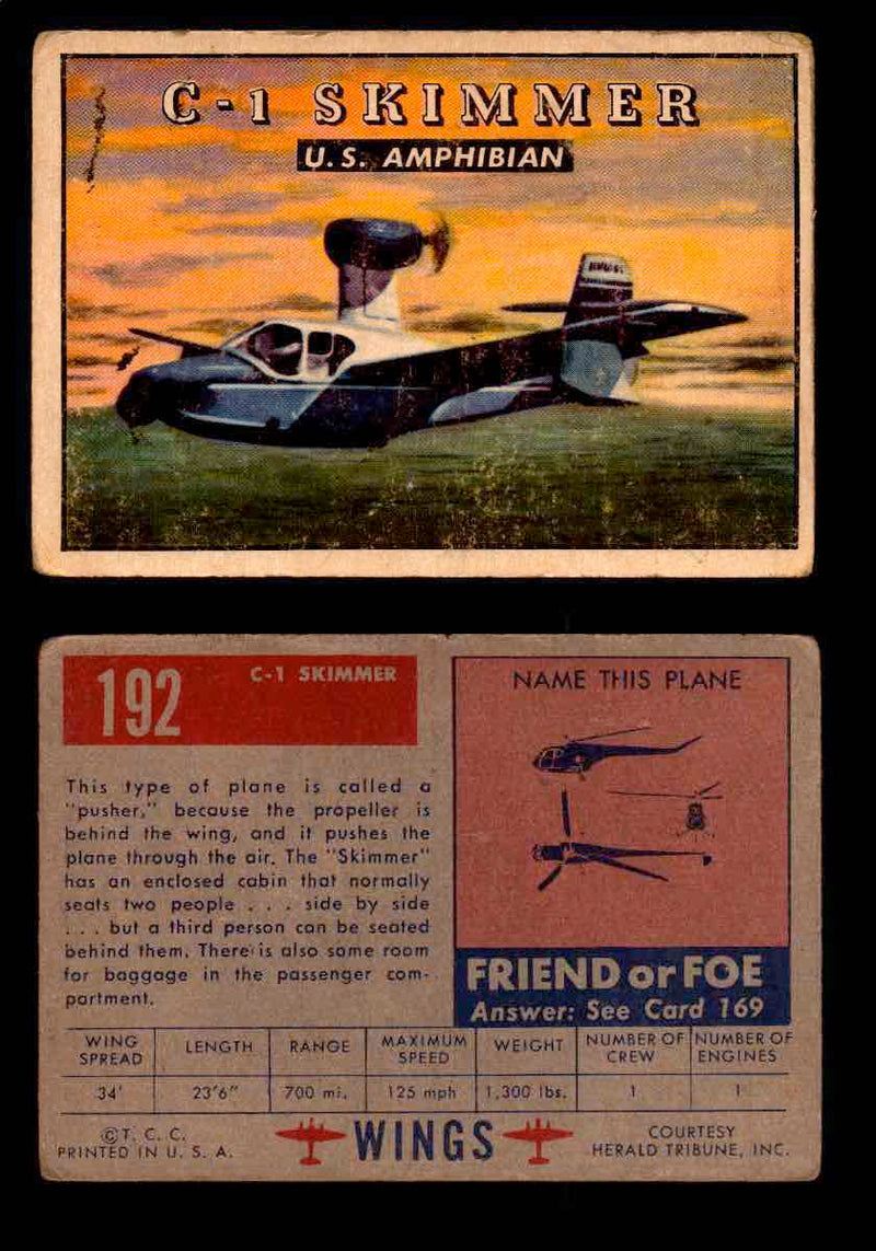 1953 Wings Topps TCG Vintage Trading Cards You Pick Singles #101-200 #192  - TvMovieCards.com