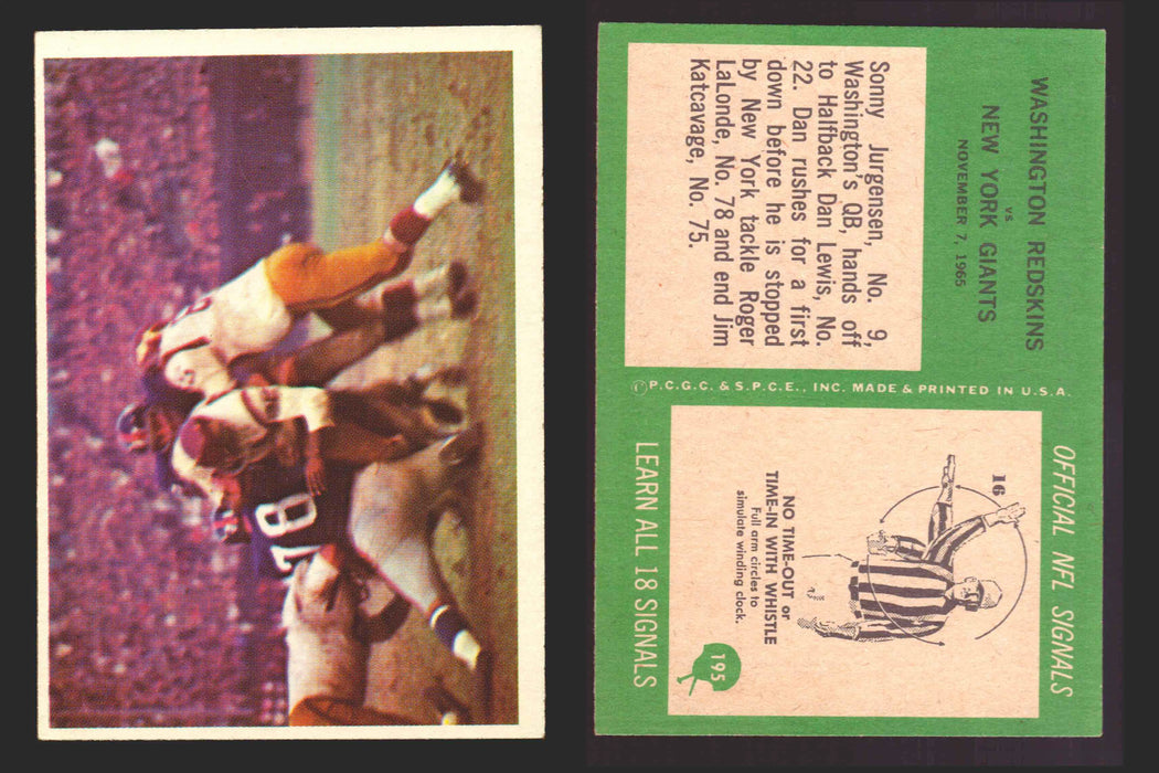 1966 Philadelphia Football NFL Trading Card You Pick Singles #100-196 VG/EX 195 Redskins Play: Dan Lewis  - TvMovieCards.com