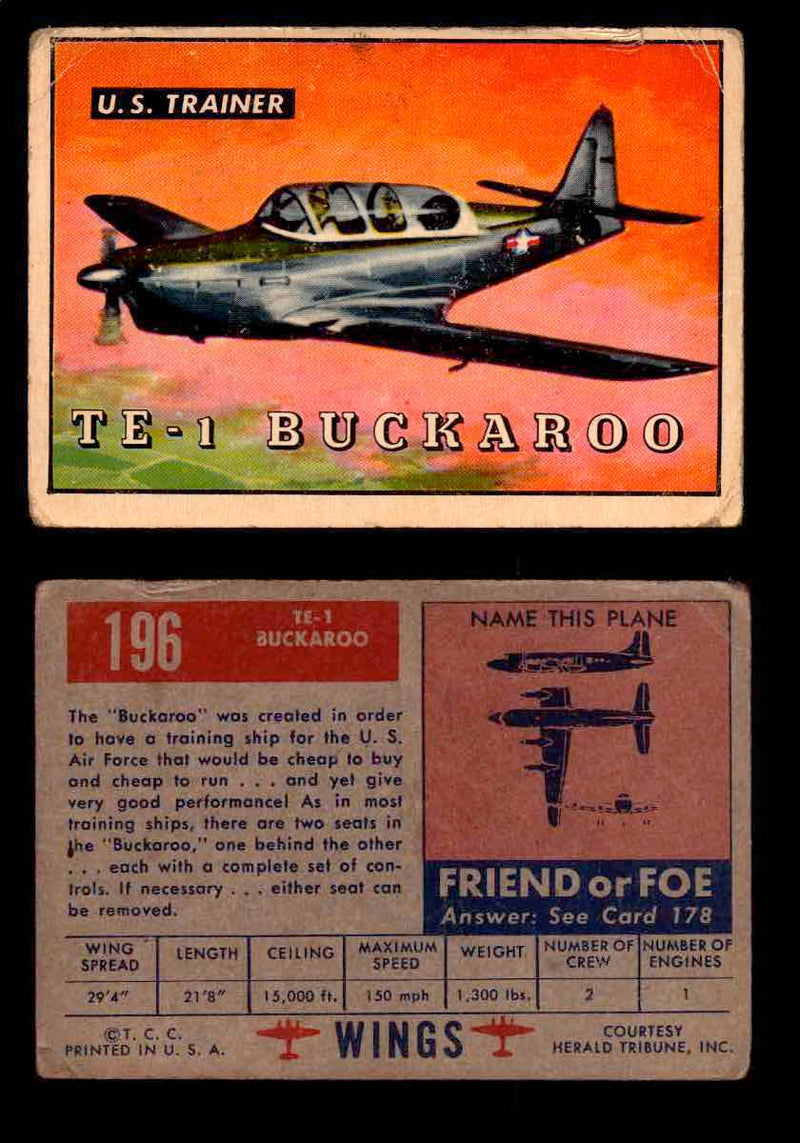 1953 Wings Topps TCG Vintage Trading Cards You Pick Singles #101-200 #196  - TvMovieCards.com