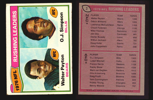 1977 Topps Football Trading Card #3 Rushing Leaders Walter Payton / OJ Simpson   - TvMovieCards.com