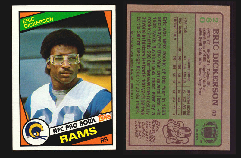 1984 Topps Football Trading Card #280 Eric Dickerson (Rookie)(HOF)   - TvMovieCards.com