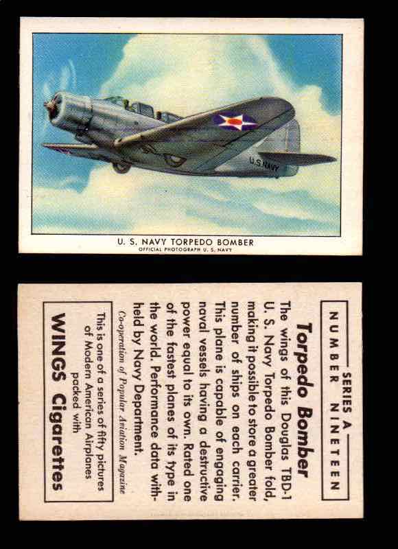 1940 Modern American Airplanes Series A Vintage Trading Cards Pick Singles #1-50 19 U.S. Navy Torpedo Bomber (Douglas TBD-1)  - TvMovieCards.com