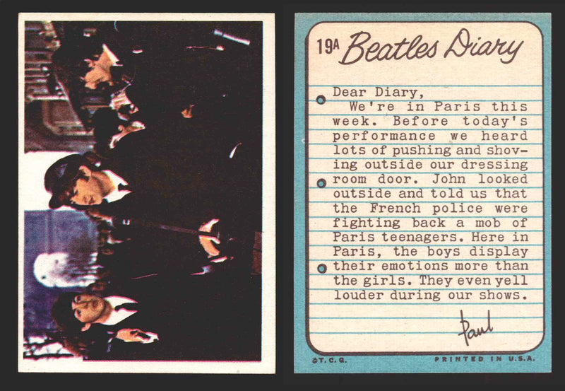 Beatles Diary Topps 1964 Vintage Trading Cards You Pick Singles #1A-#60A #	19	A  - TvMovieCards.com