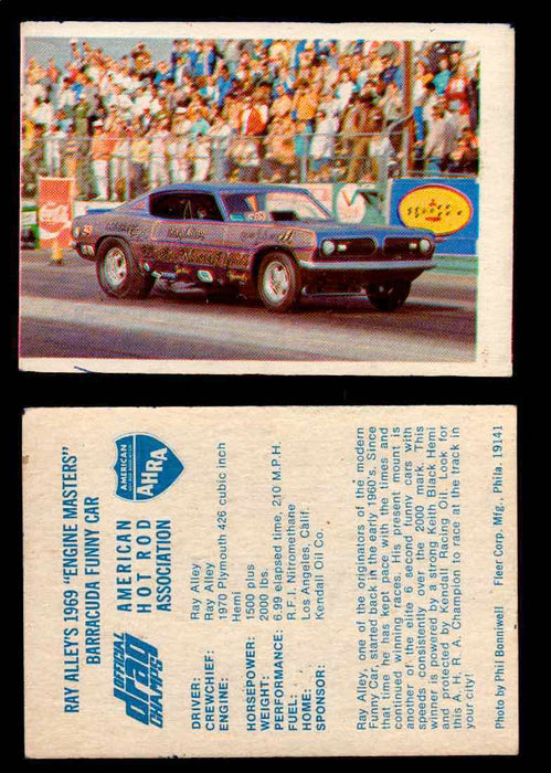 AHRA Official Drag Champs 1971 Fleer Vintage Trading Cards You Pick Singles 19   Ray Alley's 1969 "Engine Masters"                Barracuda Funny Car  - TvMovieCards.com