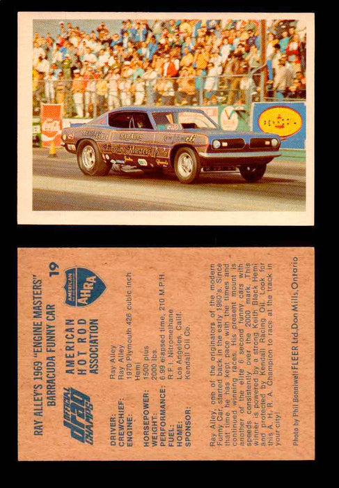 AHRA Official Drag Champs 1971 Fleer Canada Trading Cards You Pick Singles #1-63 19   Ray Alley's 1969 "Engine Masters"                Barracuda Funny Car  - TvMovieCards.com