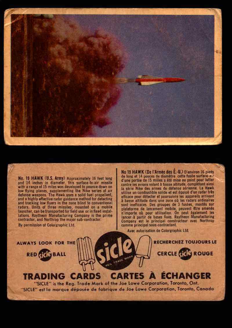 1959 Sicle Aircraft & Missile Canadian Vintage Trading Card U Pick Singles #1-25 #19 Hawk  - TvMovieCards.com
