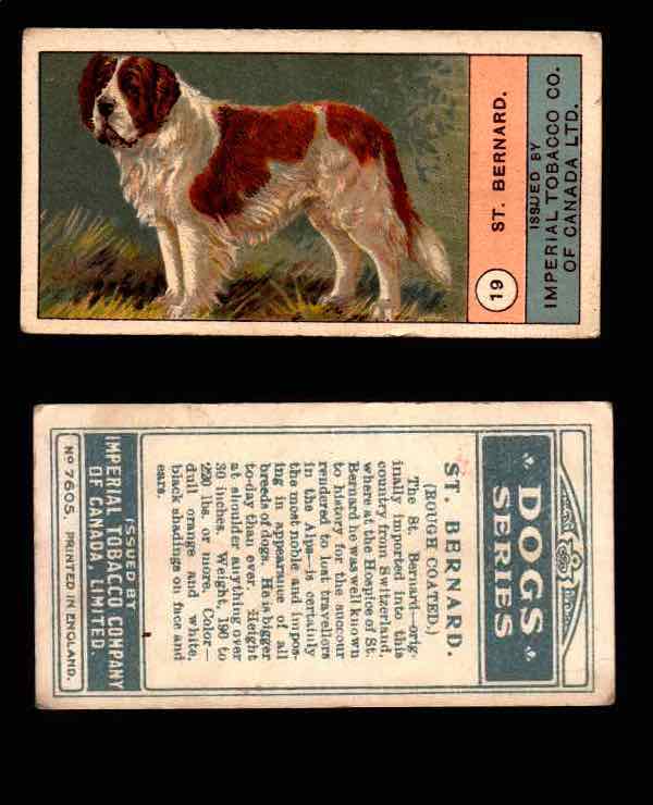 1924 Dogs Series Imperial Tobacco Vintage Trading Cards U Pick Singles #1-24 #19 St. Bernard  - TvMovieCards.com