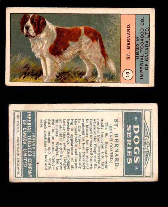 1924 Dogs Series Imperial Tobacco Vintage Trading Cards U Pick Singles #1-24 #19 St. Bernard  - TvMovieCards.com