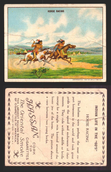 1910 T73 Hassan Cigarettes Indian Life In The 60's Tobacco Trading Cards Singles #19 Horse Racing  - TvMovieCards.com