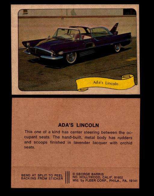 Kustom Cars - Series 2 George Barris 1975 Fleer Sticker Vintage Cards You Pick S Ada's Lincoln  - TvMovieCards.com