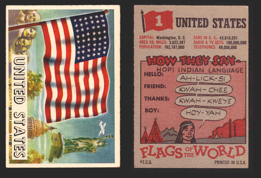 1956 Flags of the World Vintage Trading Cards You Pick Singles #1-#80 Topps 1	United States  - TvMovieCards.com