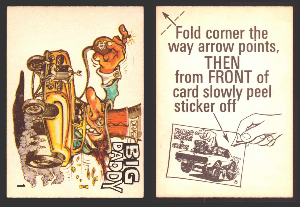 1969 Odd Rods Vintage Sticker Trading Cards #1-#44 You Pick Singles Donruss #	1	Big Daddy  - TvMovieCards.com