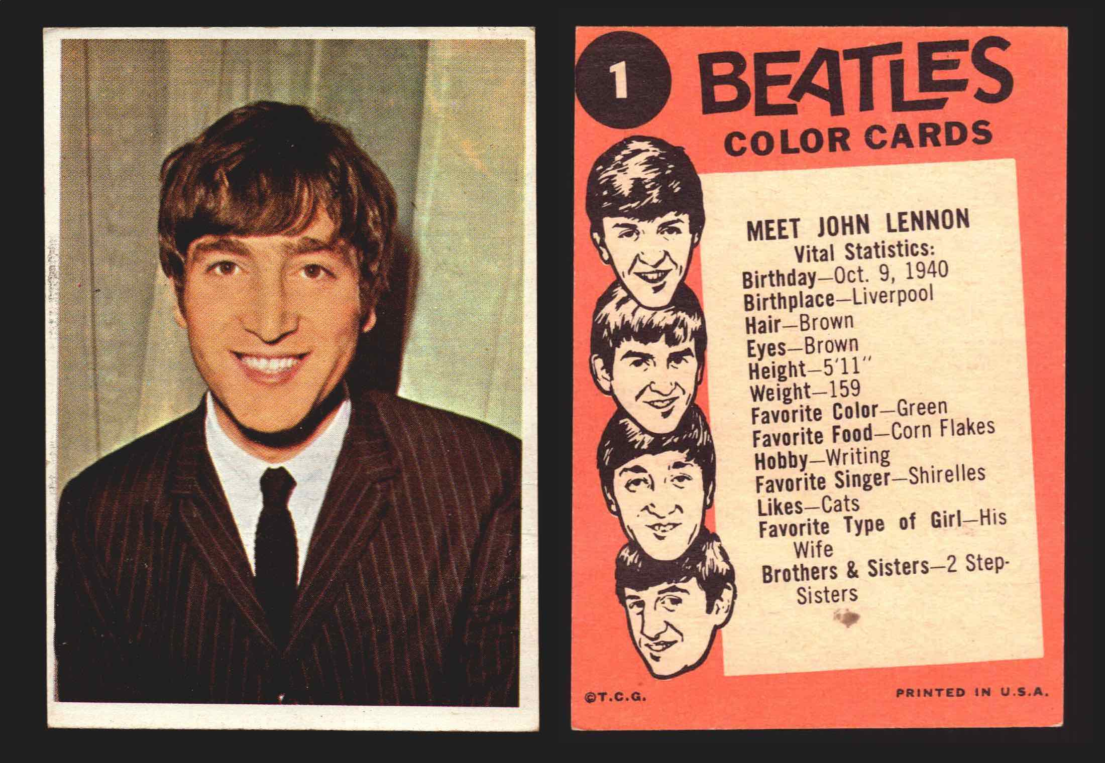 Beatles Color Topps 1964 Vintage Trading Cards You Pick Singles #1